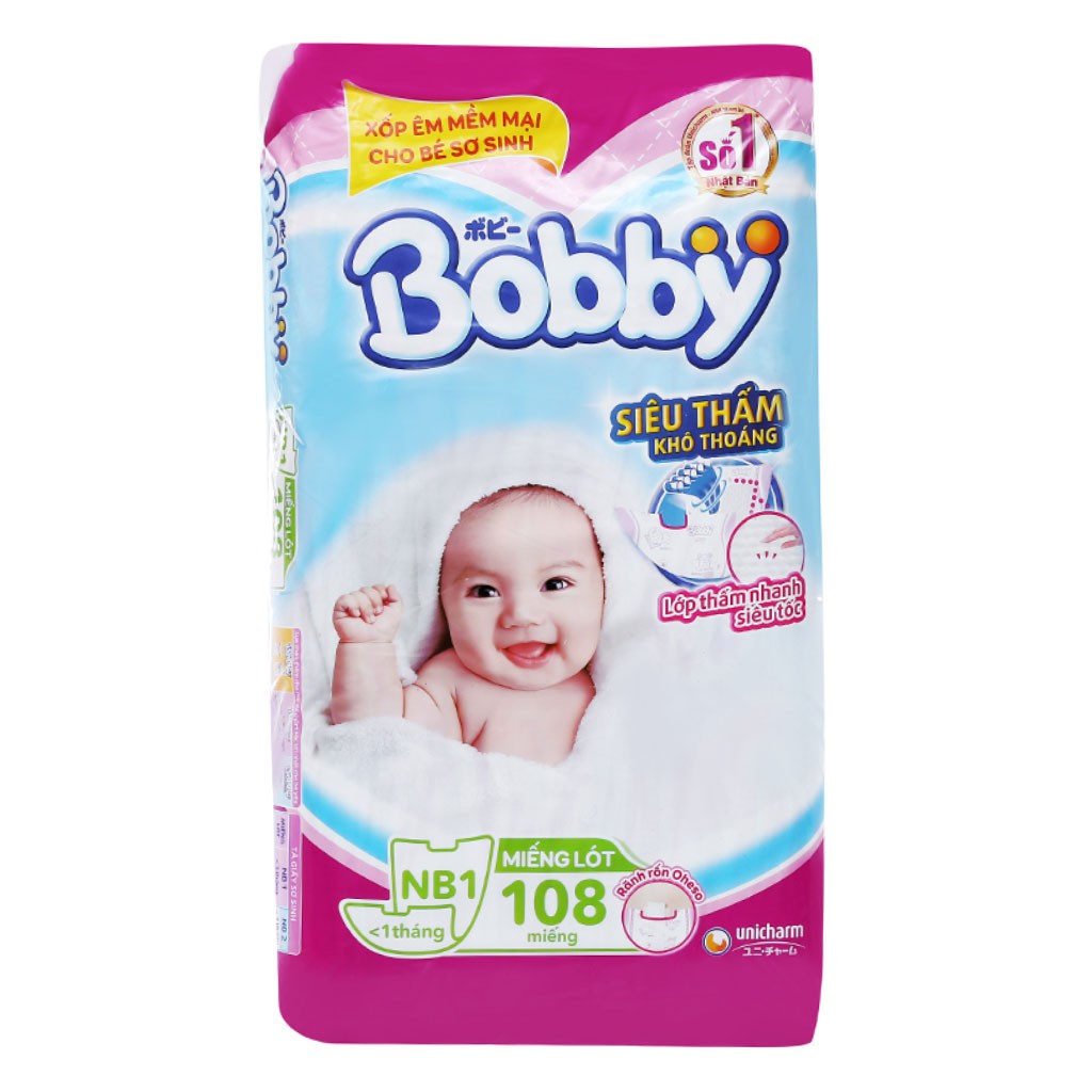 MIẾNG LÓT BOBBY NEWBORN 1 108 MIẾNG