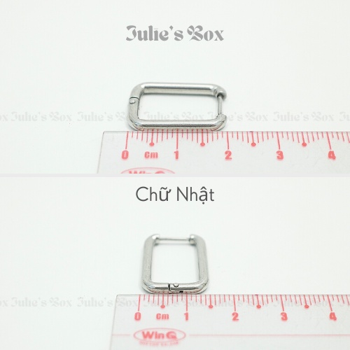 [1 CHIẾC]Khuyên Tai Hoop Hình Màu Bạc Dày 2.5MM Unisex Titanium Julies Box 66 Bông Tai Titan Nam