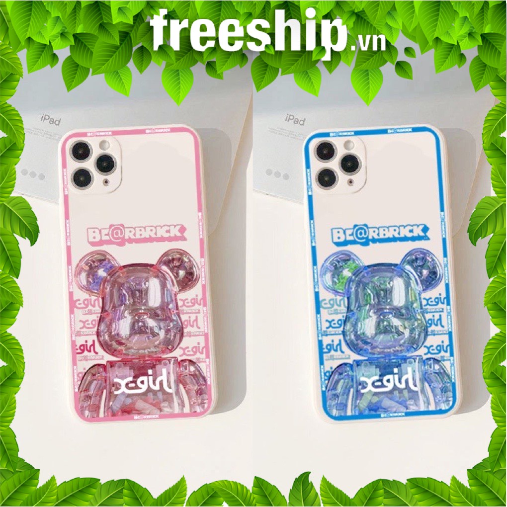 Ốp lưng iphone vuông cạnh ốp iphone hình gấu be@rbrick đủ mã 6/6plus/7plus/8/8plus/x/xr/xs/11/12/pro/max/plus/promax E73