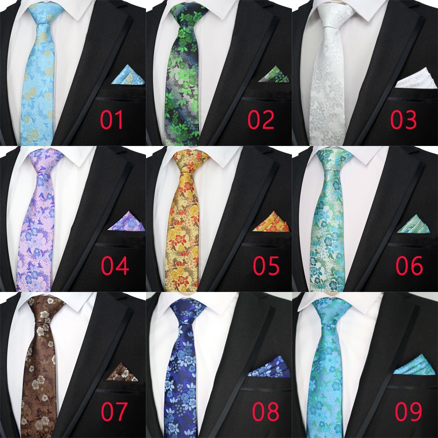 Bộ Cà Vạt Và Khăn Tay 100% Lụa In Hoa Thời Trang Công Sở Cho Nam