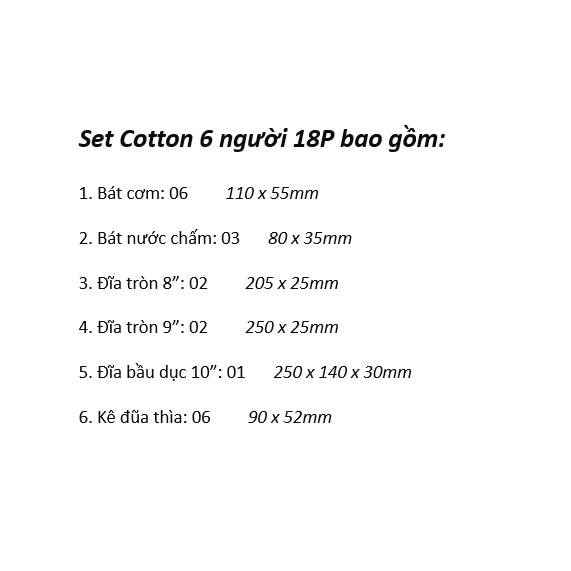 Set tân gia  6 người 20P Erato Cotton, hàng nhập khẩu Hàn Quốc (Set bát đĩa Hàn Quốc, Bộ bát đĩa)