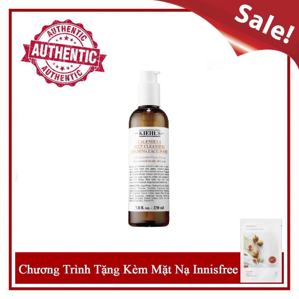 Kiehl's Calendula Deep Cleansing Foaming Face Wash – Gel Rửa Mặt Chiết Xuất Hoa Cúc 230ml