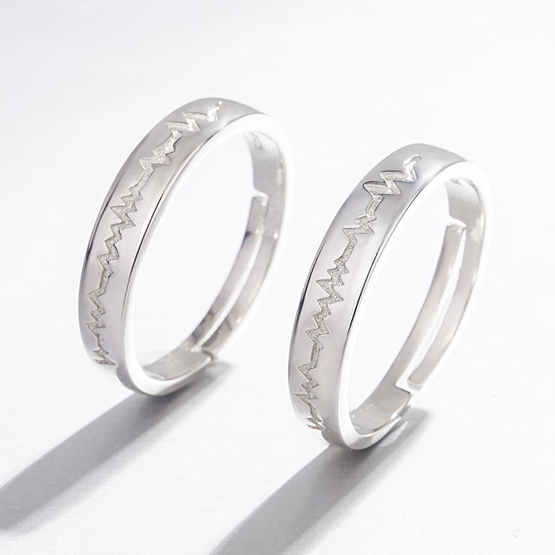 Nhẫn Hở Hình Trái Tim Màu Trắng Đen Thời Trang Cho Cặp Đôi