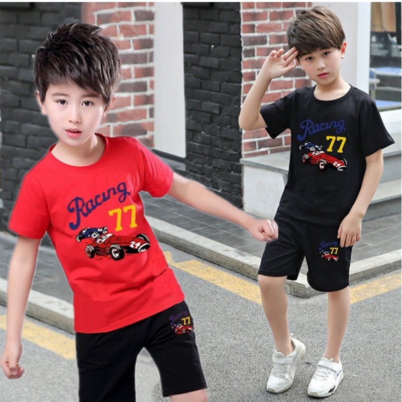 Spot 2021 Summer Boys' suit summer boys' Summer Short Sleeve T-Shirt shorts two piece set