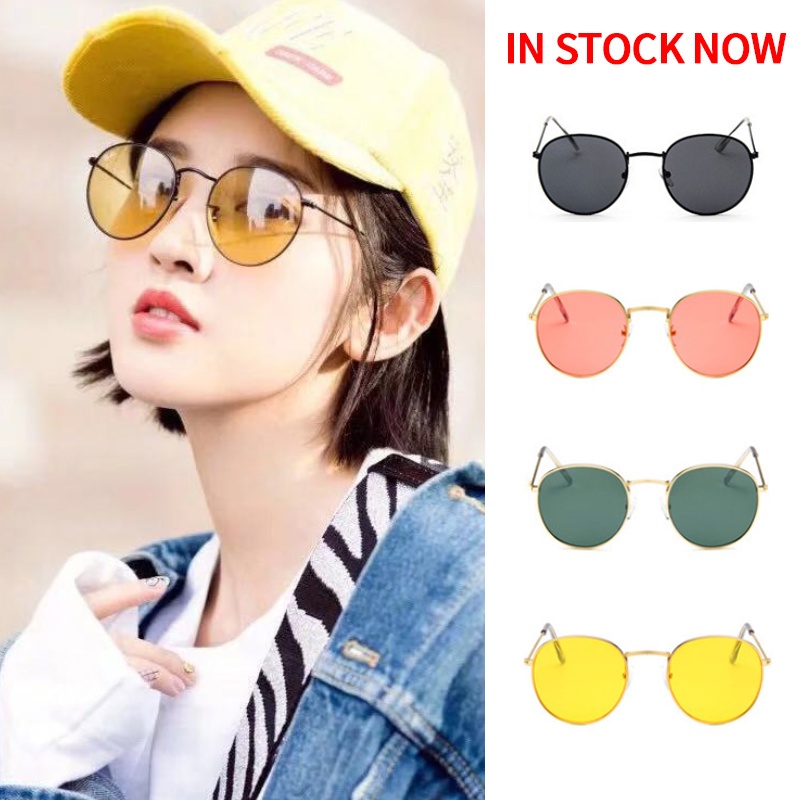 Kính mát gọng tròn kim loại chống tia uv thời trang hàn quốc cổ điển dành cho nam và nữ