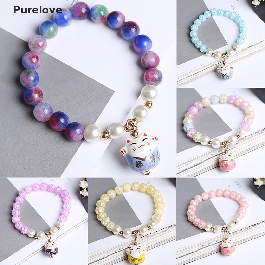 (Purelove) Vòng Tay Pha Lê Hình Mèo May Mắn Làm Quà Tặng