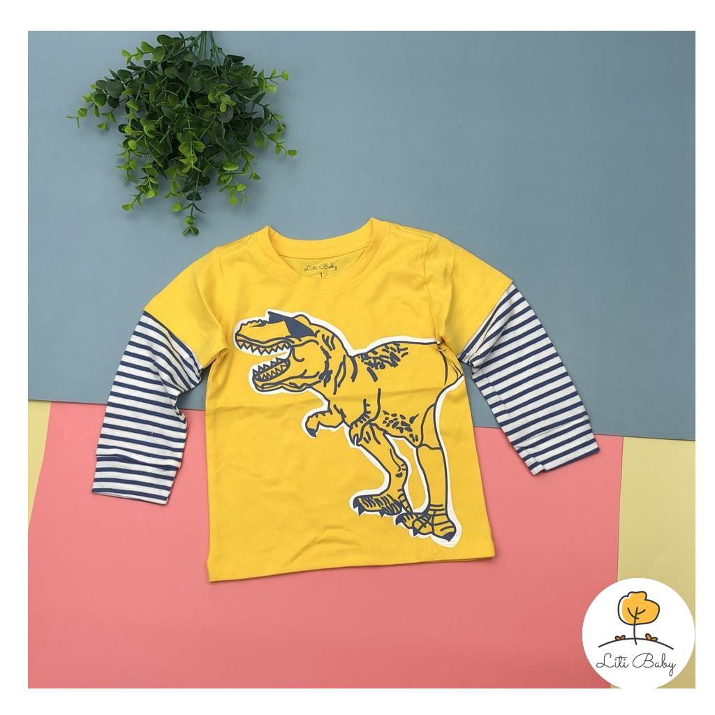 Áo cotton thu đông bé trai dài, phối tay in hình size 1-5T, cho bạn từ 10-18kg, chất cotton dày dặn, đanh tay