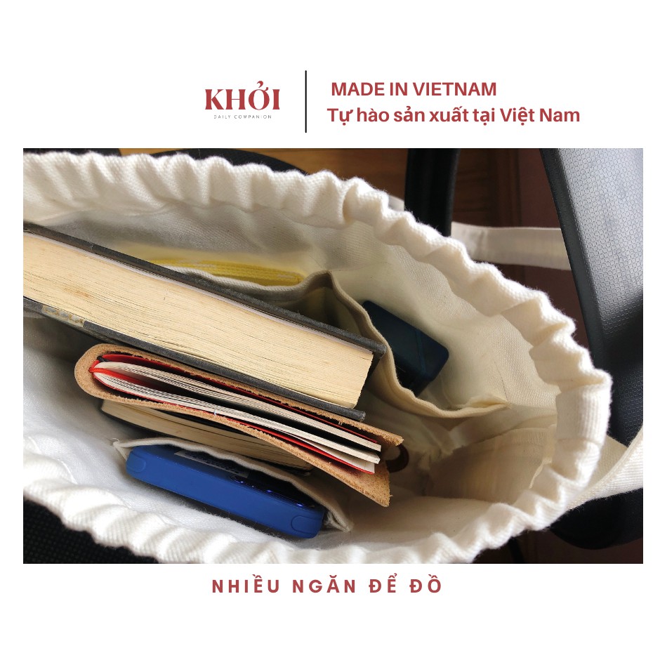 Túi MINI tote đi biển xinh xắn, quai đeo vai, nhiều ngăn, canvas dày đẹp 2023