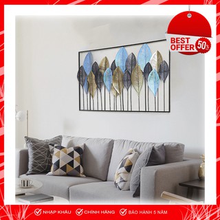 Tranh Sắt Treo Tường Nghệ Thuật, Tranh Decor Trang Trí Khung Lá Kim Mã 0393