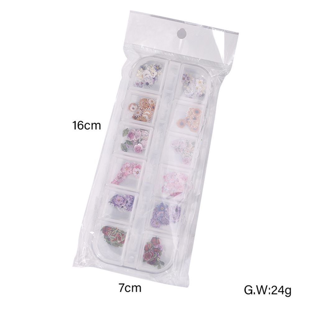 Hộp Phụ Kiện Kim Tuyến Hình Hoa Lá/Bướm Nhiều Màu 3D Trang Trí Móng Nghệ Thuật