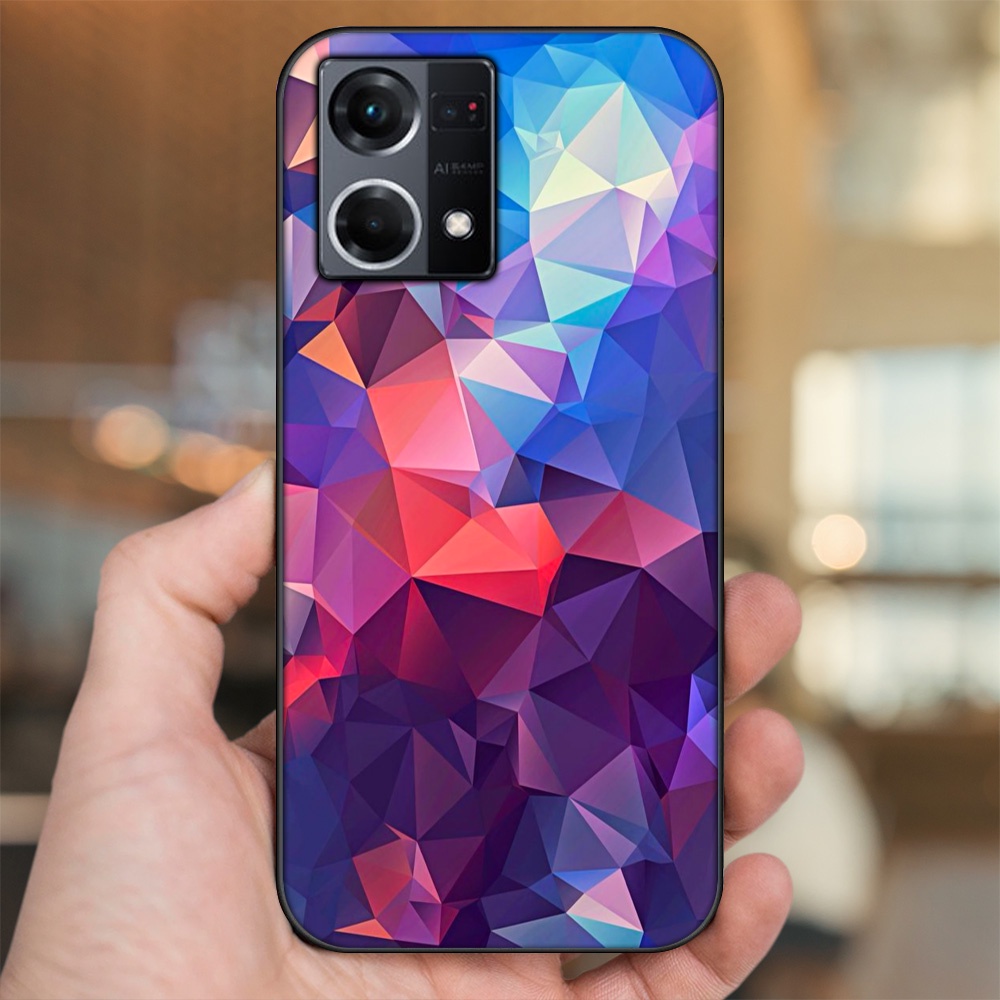 Ốp lưng Oppo Reno 8 4G viền đen in hình hoạ tiết 3D