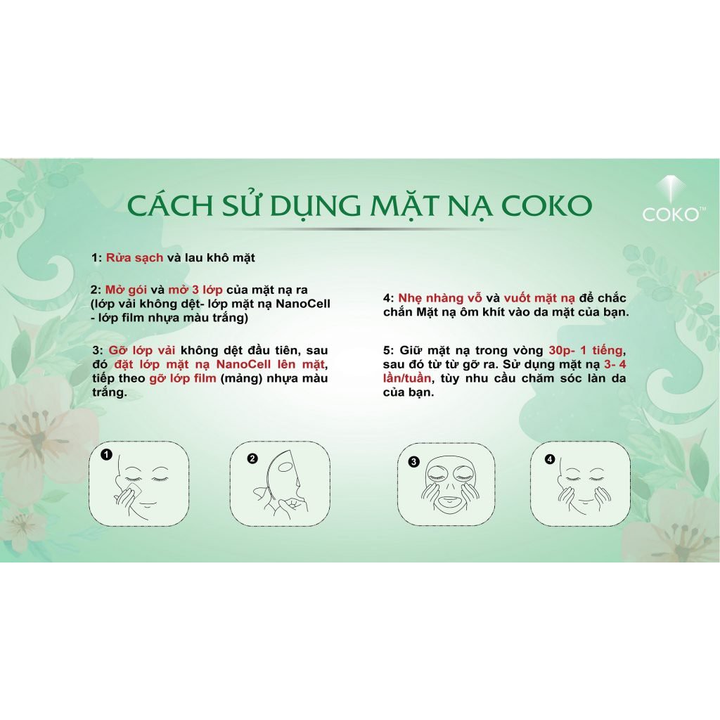 Combo 10 Mặt Nạ Sinh Học Dưỡng Ẩm Chuyên Sâu COKO NANOCELL Aqua Mask (23g)