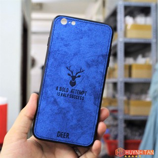 Ốp lưng iphone 6 plus / 6s plus vân vải khắc 3d hình nai