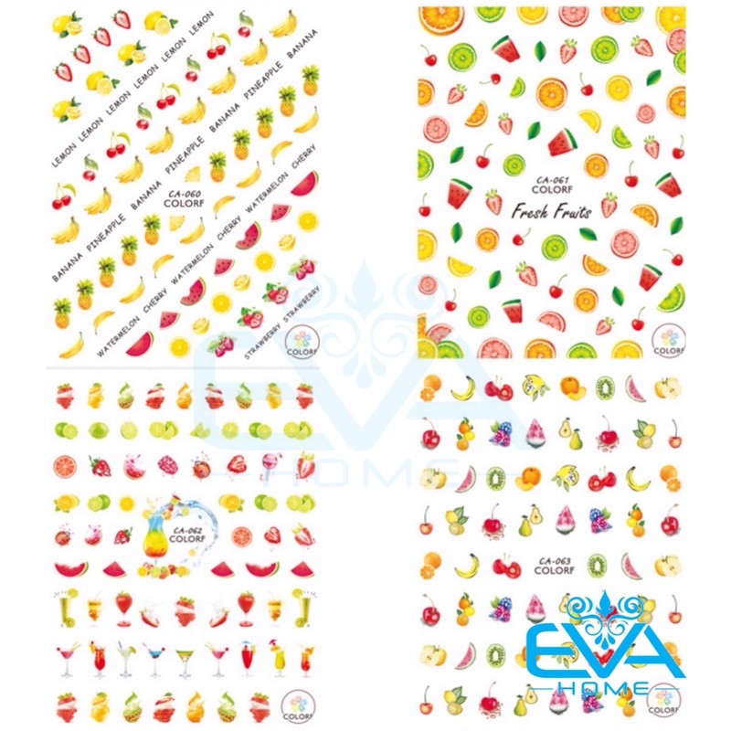 Decal Dán Móng Tay 3D Nail Sticker Hoạ Tiết Chủ Đề Trái Cây Fresh Fruits CA060  - CA063