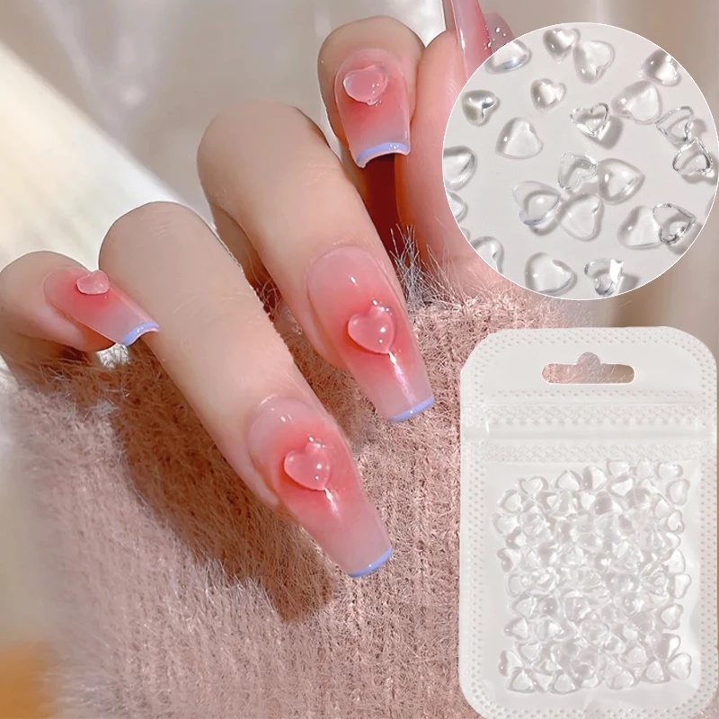 1 Túi Phụ Kiện Đá Thạch Trái Tim 3D Tự Trang Trí Móng Tay Nghệ Thuật