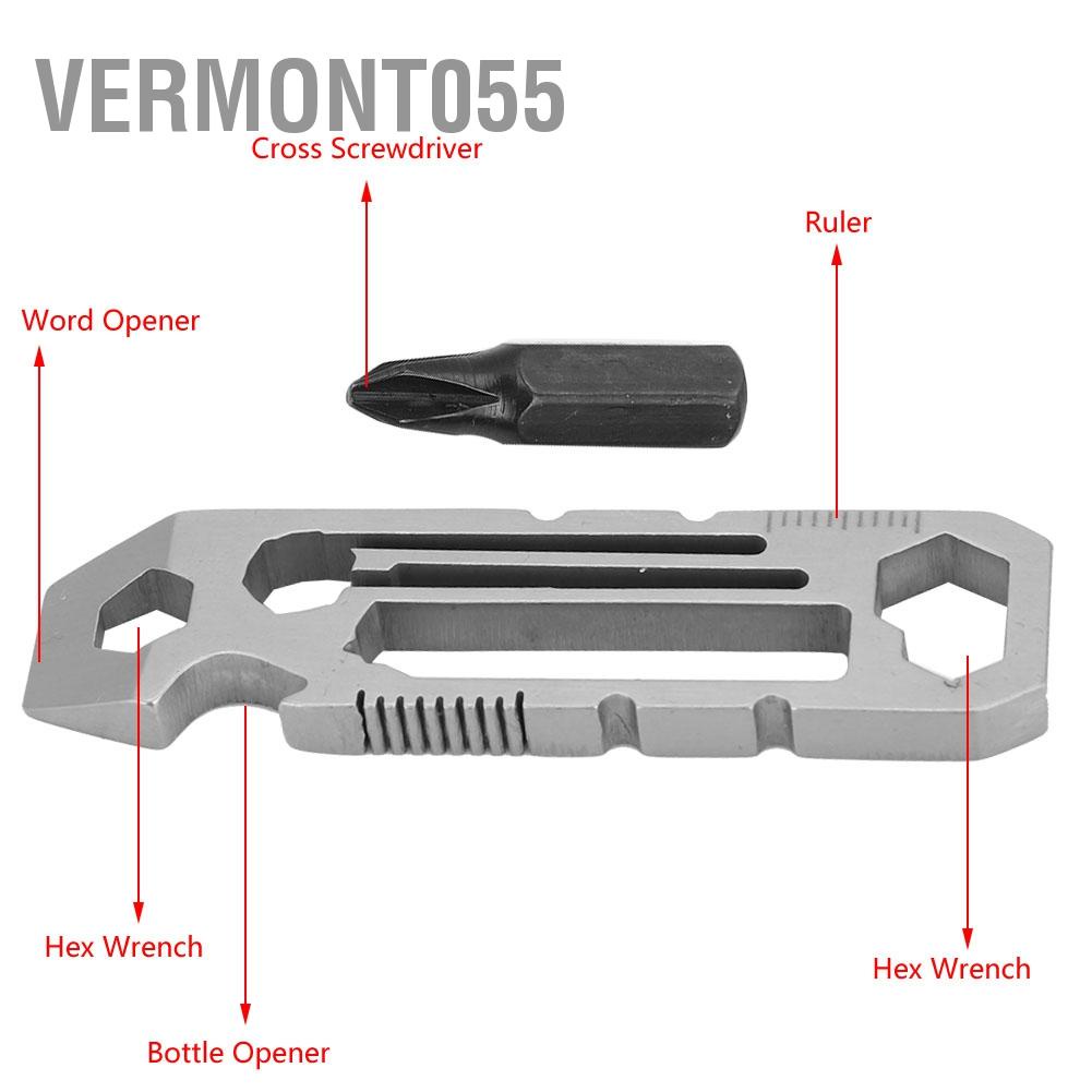 Vermont055 6 in 1 Multifunctional Stainless Steel Bottle Opener Hex Wrench Multi-tool EDC Equipment