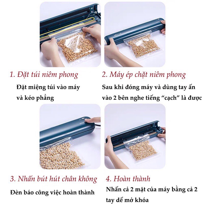 [Chính hãng Bear ]Máy Hút Chân Không  Và Hàn Miệng Túi 2In 1 ,Bảo quản Thực pẩm Cao Cấp- Chống Nước ,Bảo Hành 12 Tháng