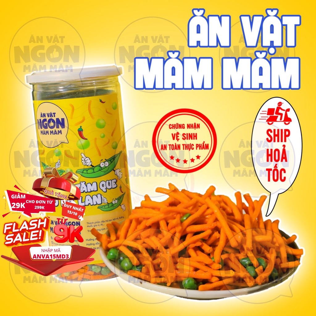 Bim bim tăm que Đậu Hà Lan - Đồ ăn vặt ngon Măm Măm 350g