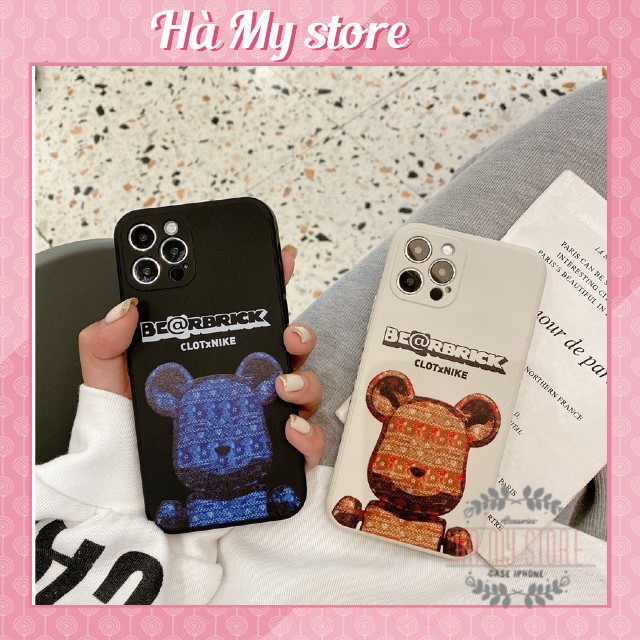 Ốp Lưng IP Viền Vuông Hình Gấu BearBrick 6/6plus/7plus/8/8plus/x/xs/11/12/pro/max/plus/promax