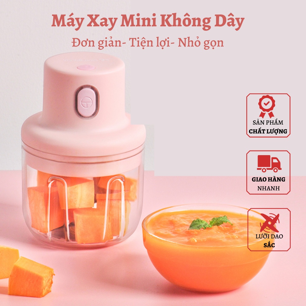 Máy Xay Mini Sạc Điện, Xay Thịt Ớt Hành Tỏi Rau Củ Quả Cầm Tay Siêu Tiện Lợi