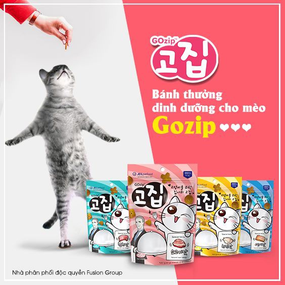 Bánh thưởng cho mèo Gozip delicious 60g, thức ăn snack go zip vặt huấn luyện mèo con lớn Con Mèo Xiêm