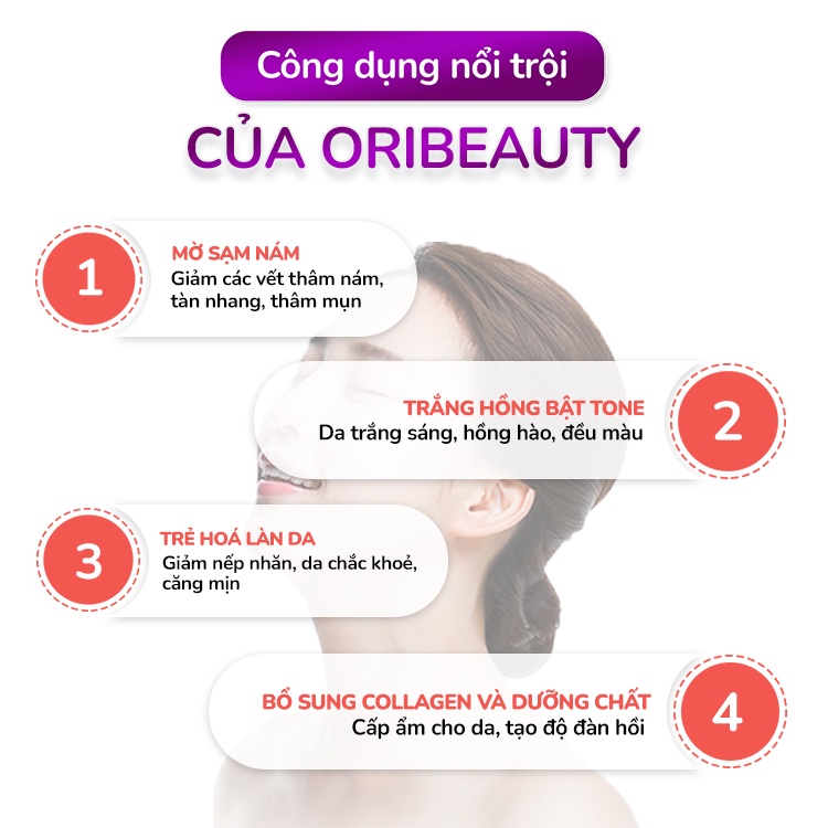 Oriskin Oribeauty 45 Viên ❤️[ CHÍNH HÃNG ] ❤️ Viên Uống Trắng Da Mờ Nám Và Tàn Nhang
