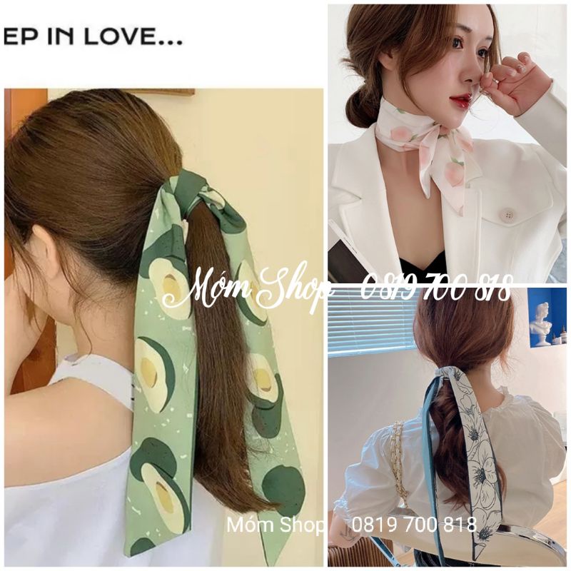 Khăn buộc tóc, choàng cổ, dây ruy băng buộc tóc thắt nơ xinh xắn