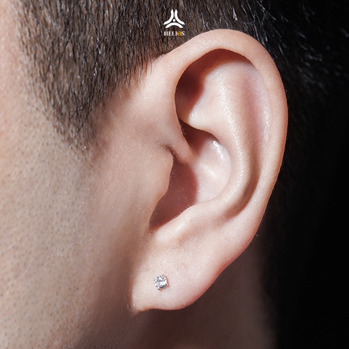 Bông tai bạc đính đá HeliSilver Tiny Diamond S925 - Khuyên tai nụ nhiều size phong cách unisex