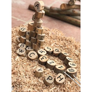 Bộ chữ và bộ số bằng gỗ cho bé, handmade 100%