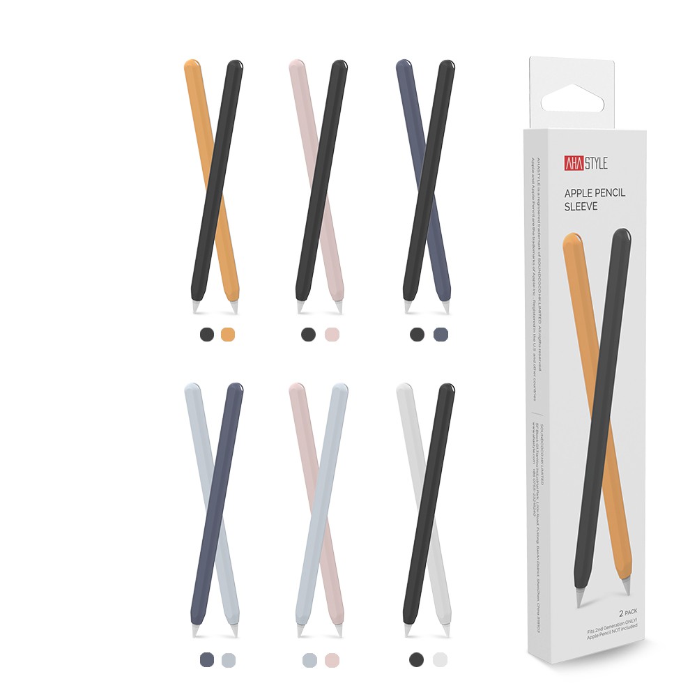 Ốp Case Apple Pencil 2 Silicone Cao Cấp Thương Hiệu Aha Style Combo 2 Màu