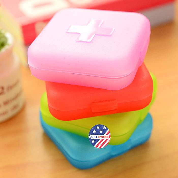 Hộp Khay Chia Ngăn Thuốc 4 Ngăn Chữ Thập - Khay Đựng Thuốc Y Tế Gia Đình Hàng Ngày Mini Nhỏ Gọn Bỏ Túi