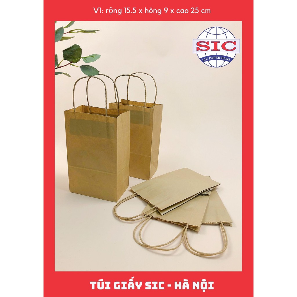 [SET 10 CHIẾC] TÚI GIẤY KRAFT V1: 15.5x9x25 CÓ QUAI ( ẢNH THẬT)