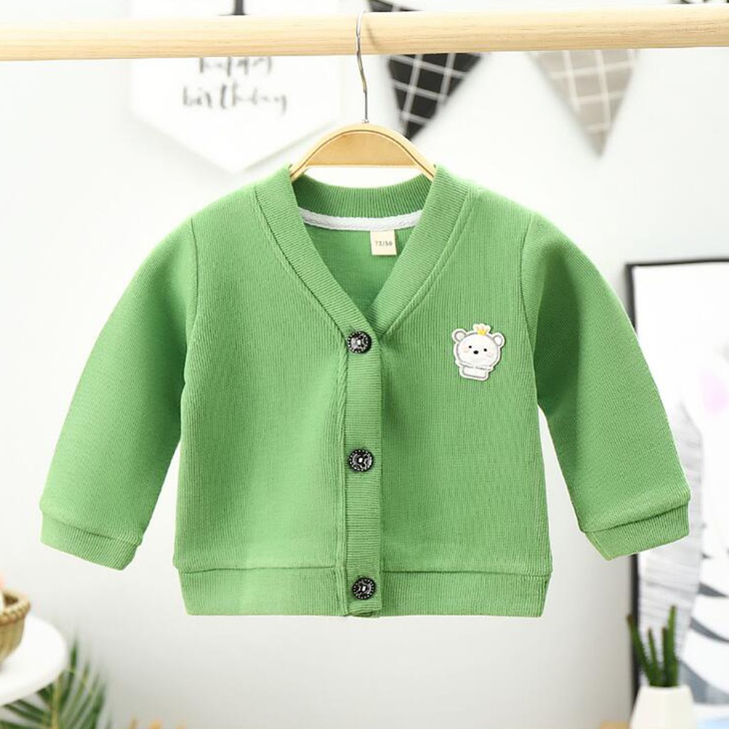 Áo khoác cardigan dệt kim màu trơn thời trang xuân thu cho bé