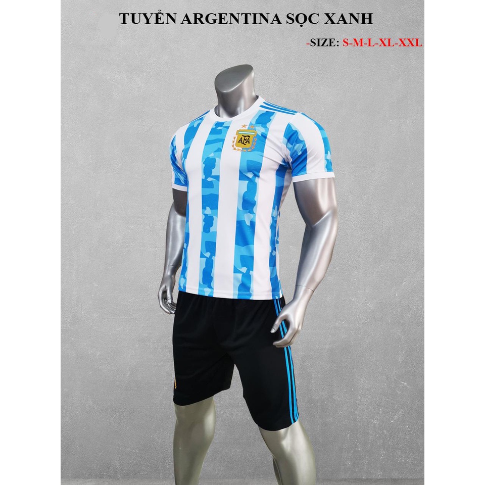 Áo bóng đá tuyển Argentina , Bộ quần áo đá banh đội tuyển Argentina Thun Lạnh Cao Cấp P29