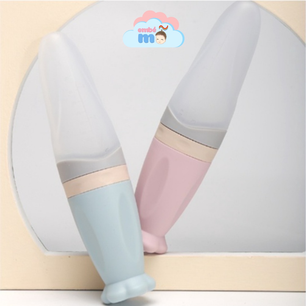 Bình Thìa Ăn Dặm Silicon MOLLI Cho Bé Mềm Dẻo An Toàn Dung Tích 90ml - Embé Mỡ