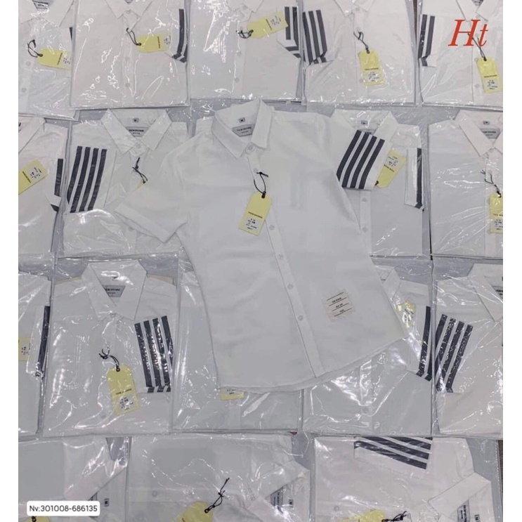 Áo sơ mi 4 sọc tay Thom xám H2A878