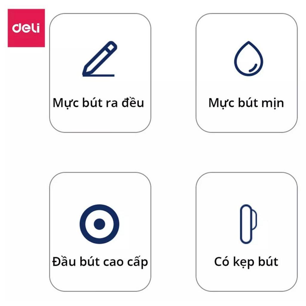 Bút Bi Mực Xanh Ngòi 0.7mm Nắp Đậy Màu Pastel Deli - Màu Ngẫu Nhiên - EQ6C
