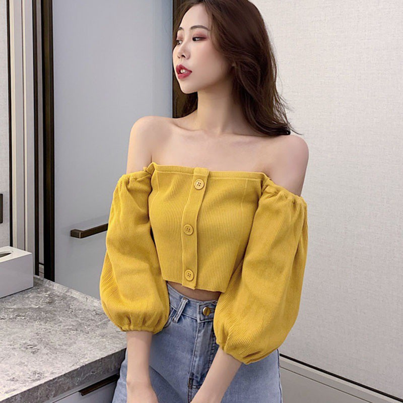 Áo Croptop Trễ Vai Thời Trang Nữ Gợi Cảm