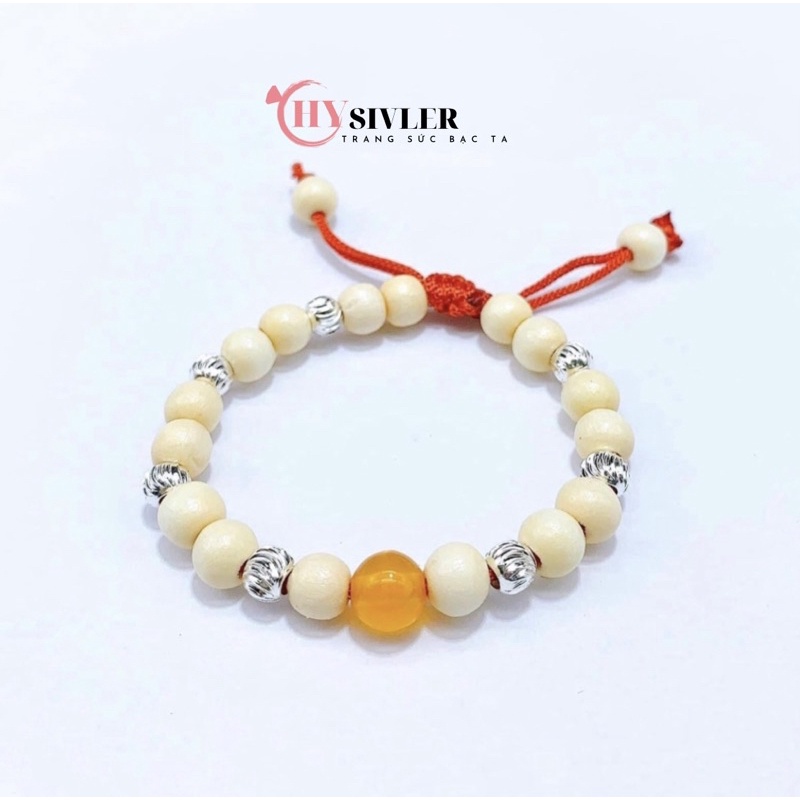 Lắc tay dâu tằm mix đá phong thuỷ nhiều màu bé trai bé gái và bi bạc ta cho bé yêu