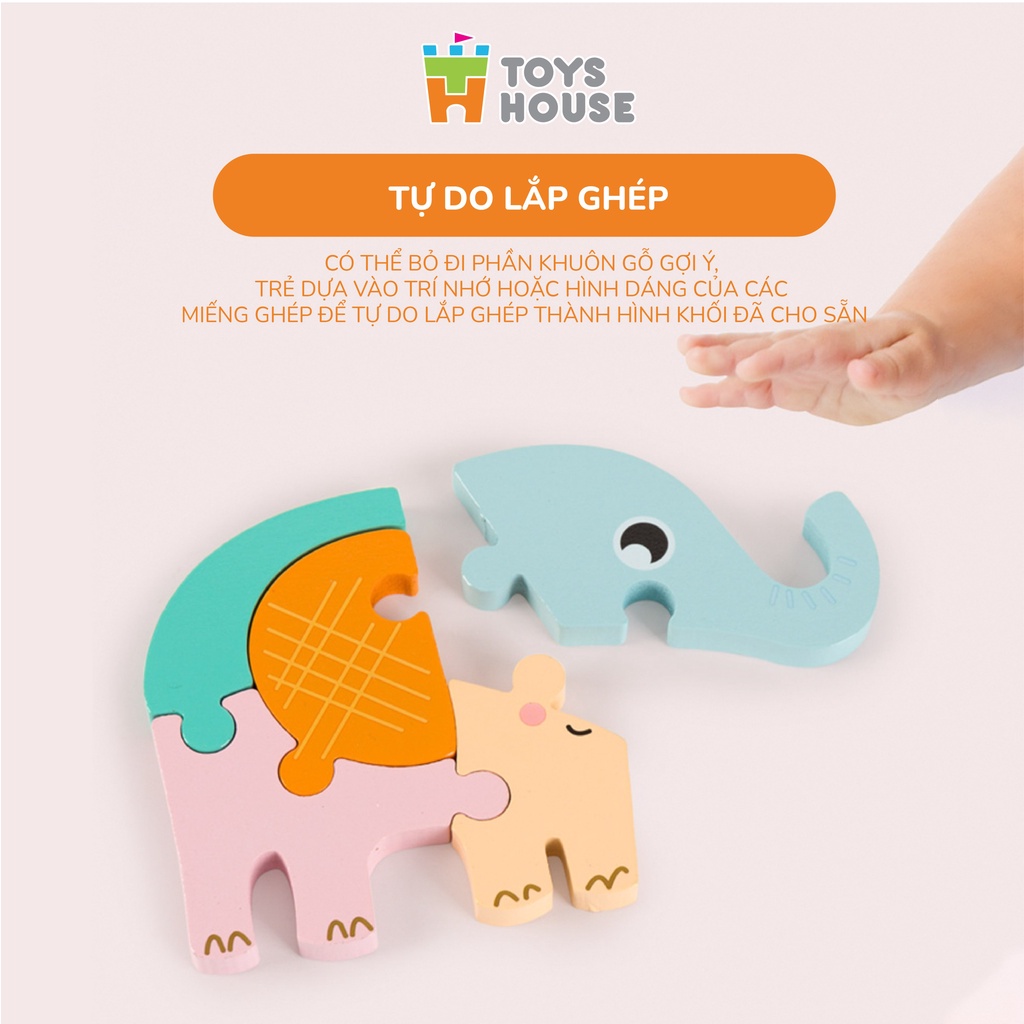 Đồ chơi ghép hình gỗ 3D thông minh Toyshouse - hàng chính hãng