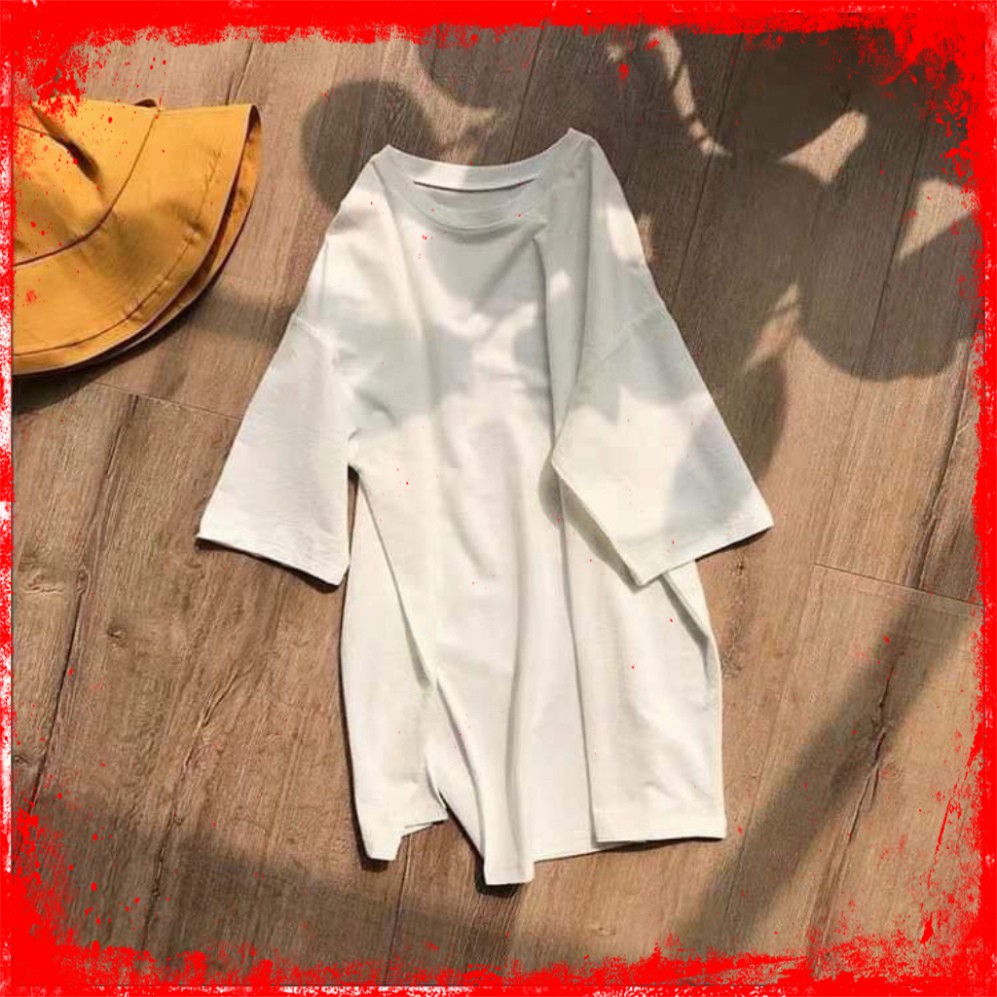 Áo Thun Xẻ Tà Tay Lỡ Vạt Lệch Chéo Ulzzang 4 Màu Basic