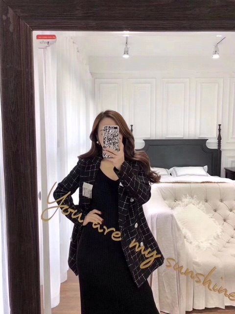 Vest cao cấp phối kim tuyến tag đá cài chanh sả