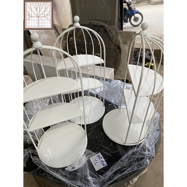 Kệ để mỹ phẩm, đồ trang điểm lồng chim 3 tầng kim loại