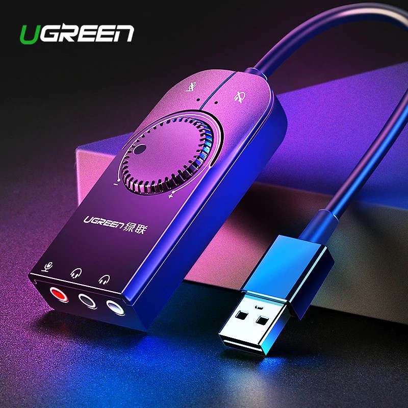 Adapter âm thanh Ugreen giao diện USB mở rộng giắc cắm 3.5mm micro