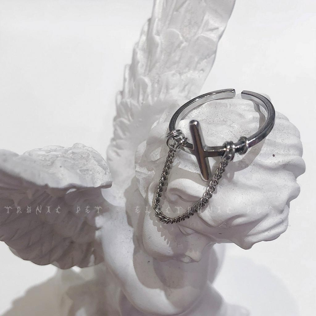 Nhẫn Cặp Phối Dây Xích Đan Chéo Thời Trang 19015