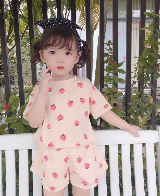 8_20kg ( có số đo áo) Bộ dâu tây bé gái HÀNG QUẢNG CHÂU_CHUẨN SHOP_ KHĂN RẰN SHOP