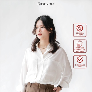 Áo sơ mi nữ SSSTUTTER cổ đức dáng oversize thoáng mát, dễ chịu Bon Shirt