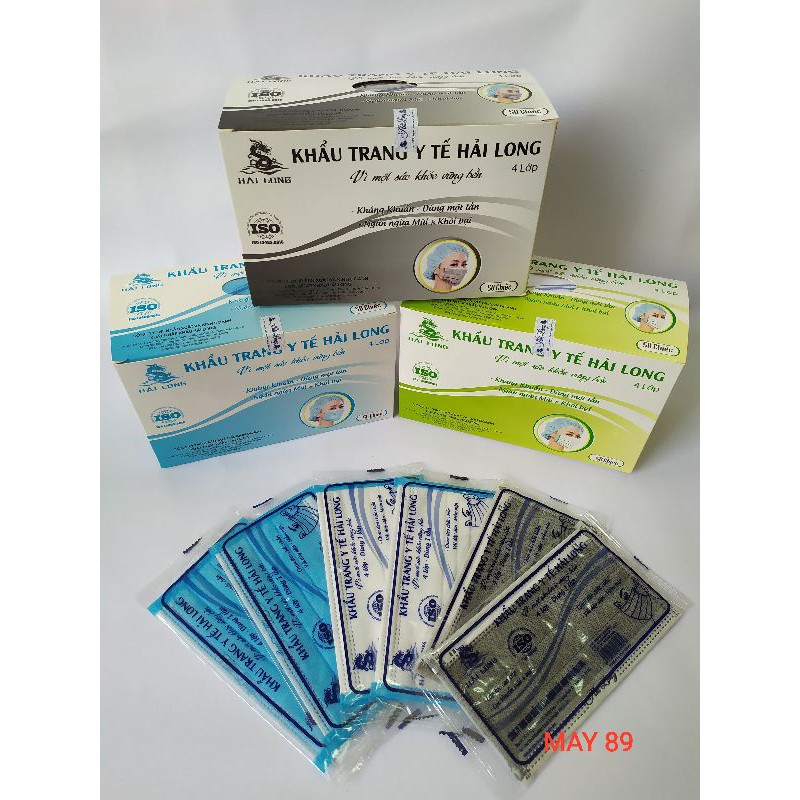 Khẩu trang Y tế Hải Long - loại bọc từng chiếc - Hộp 50C - 4 lớp - giấy kháng khuẩn. | BigBuy360 - bigbuy360.vn