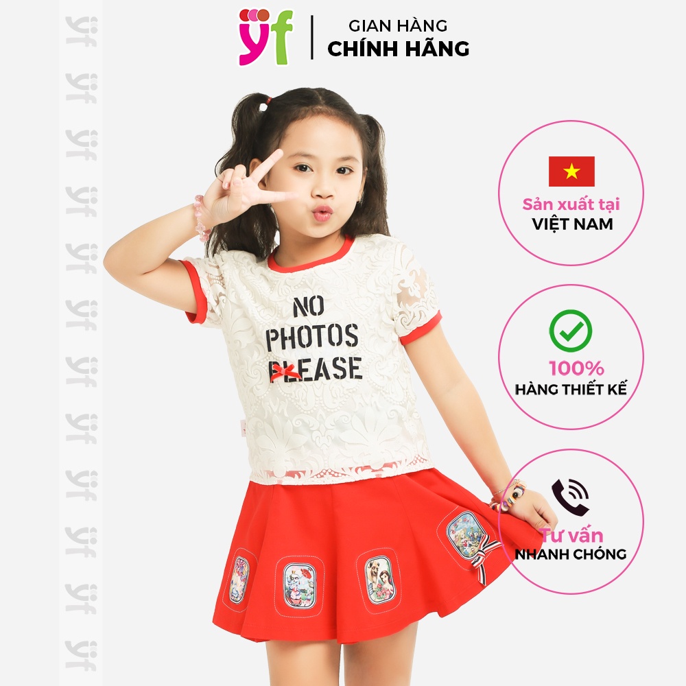 Áo Croptop Bé Gái Phối Ren - Có lót thun trong  YF - 9AX324