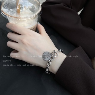 ☾№vòng tay titan thép không phai cho nữ mới tính cách mạng nổi tiếng hoang dã hip hop đường phố ot khóa jumpdi